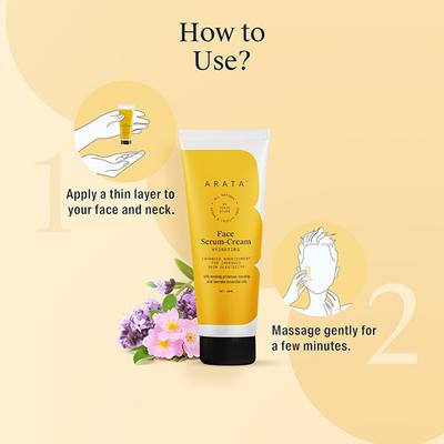 Arata Natural Hydrating Face Serum-Cream With Evening Primrose, Rosehip & Lavender Oil 50 ml - Face Serum