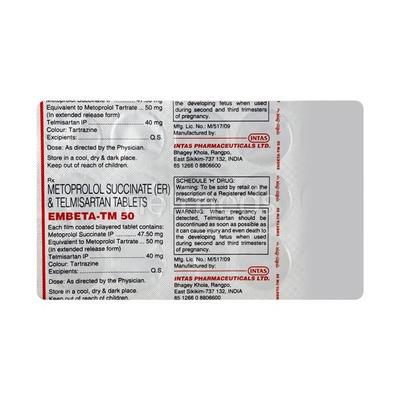 Embeta TM 50mg Tablet 15'S - Hypertension-Ang