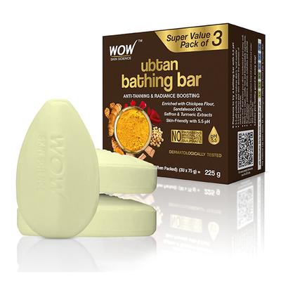 Wow Life Science Ubtan Bathing Bar - Super Value Pack of 3 - Skin-Friendly with 5.5 pH (75g X 3) 1's - Soaps