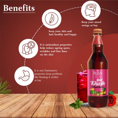 Rosa Dilkhush Sharbat 750 ml - Energy Drinks