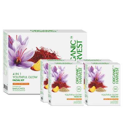 Organic Harvest 4-in-1 Vitamin A Facial Kit Increases Skin Elasticity, Ideal for Dry & 50gm 4's - Facial Kits