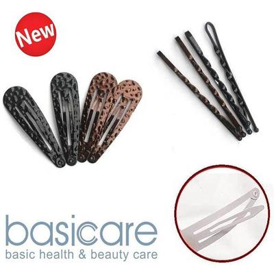 Basicare Clip set, snap clip+ bobby pin,black & brown (pack of 8) 1's - Hair Clips/Bands