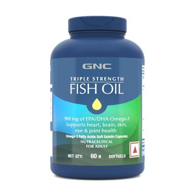 GNC Triple Strength Fish Oil 900mg Softgel 60's - Omega Fish Oil Fatty Acids