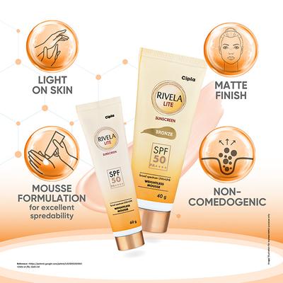 Rivela Lite SPF 50 PA++++ Sunscreen 60gm - Sunscreen Preparations-Emo