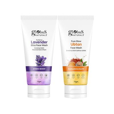 Globus Hydro Boost Lavender, Radiance & Glow Ubtan Face Wash 75gm each 2's - Face Wash & Cleansers