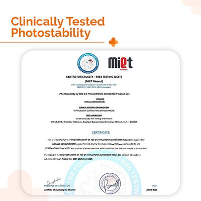 The Derma Co. 1 Percent Hyaluronic Sunscreen Aqua Gel For Broad Spectrum & Blue Light Protection SPF 50 PA++++ 50gm - Face Sunscreen