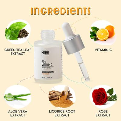 FURR By Pee Safe 20% Vitamin C Skin Face Serum For Skin Illumination Brightens, Tones, & Nourishes the Skin 30 ml - Face Gels