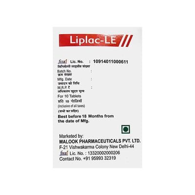 LIPLAC LE Tablet 10's - Supplements-Vam