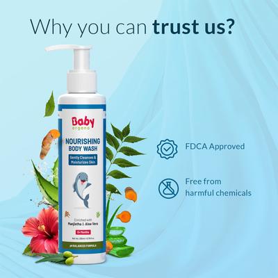 Baby Organo Ayurvedic Nourishing Body Wash - Manjistha & Aloevera 200 ml - Baby Body Wash