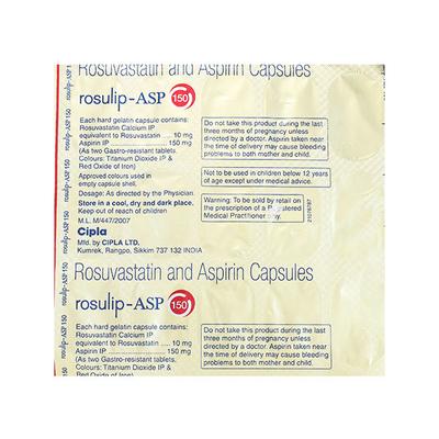 Rosulip Asp 10/150mg Capsule 15'S - High Cholesterol-Dys