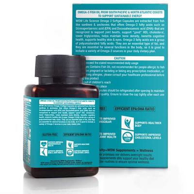 WOW Life Science 1500 mg Omega 3 Veg Capsule 60's - Omega Fish Oil Fatty Acids