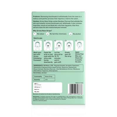 Sirona Nose Strip - Bamboo Charcoal (Pack of 4) - Face Wash & Cleansers