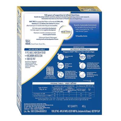 Nestle Nan Pro 2 (6 Months+) Powder 400 gm (Refill Pack) - Baby And Infant Supplements