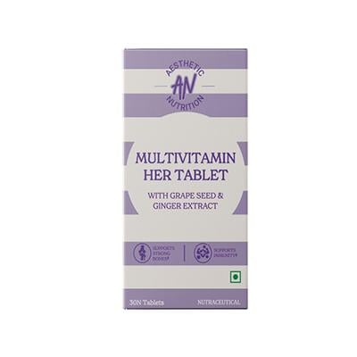 Aesthetic Nutrition Multivitamin Her With Grape Seed, Ginger Extract, Hyaluronic Acid, Vitamin B3, And B12 30 Tablets 1's - Multi-Vitamins