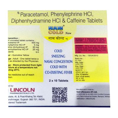 NAM Cold New Tablet 10'S - Cough And Cold-Cou