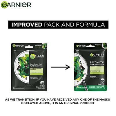 Garnier Skin Black Serum Mask - Pure Charcoal 28 gm - Masks & Peels