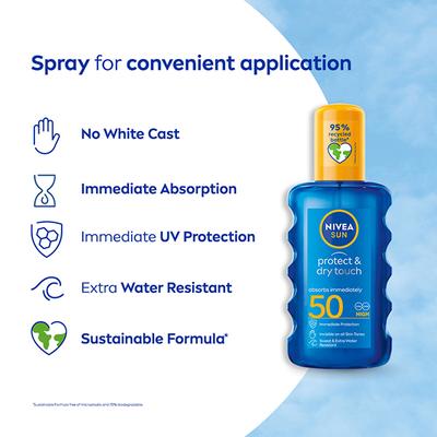 Nivea Sun Protect And Dry Touch Spf50 200 ml - Body Sunscreen