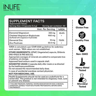 Inlife Magnesium Glycinate 1100 mg Veg Capsule 120's - Calcium And Minerals