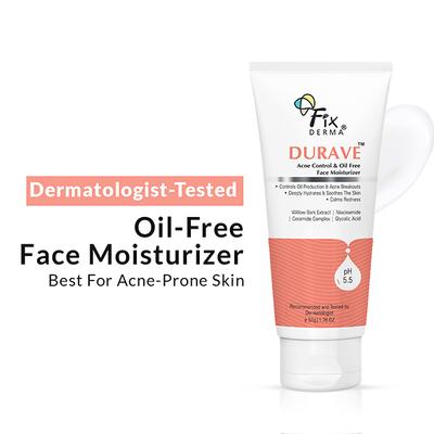 Fixderma Durave Acne Control & Oil Free Moisturizer for Face with Glycolic Acid, Moisturiser 50 gm - Face Moisturizers