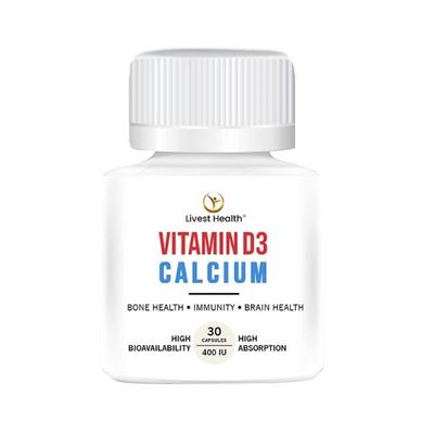 Livest Health Vitamin D3 & Calcium 400 IU High Absorption For Strong Bones and Muscles 30's - Multi-Vitamins