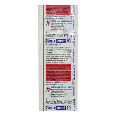 Genxvast 10mg Tablet 10'S - High Cholesterol-Dys