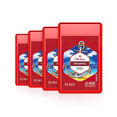 Old Spice Original No Gas Deodorant Body Spray Perfume for Men Pocket Size 17ml each, Travel Friendly 4's - Men Deodorants/Roll-Ons