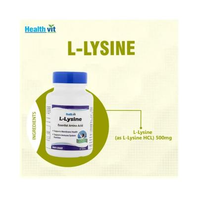 Healthvit L-Lysine 500mg Essential Amino Acid- Tablets 60's - Calcium And Minerals