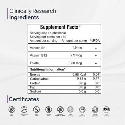 Miduty Methyl B 12 & Folate Chewable Tablet 60's - Calcium And Minerals