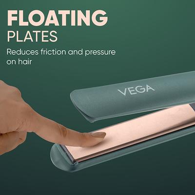 Vega Salon Smooth Hair Straightener for Women with Ceramic Coated Plates, Quick Heatup & Travel Friendly, Green (VHSH-42) 1's - Hair Dryers