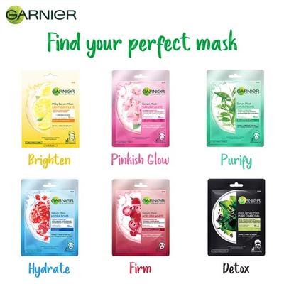 Garnier Skin Naturals, Ageless White, Face Serum Sheet Mask (Red) 28 gm - Sheet Masks