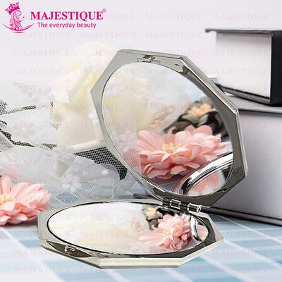 Majestique Dual Side Hexaglitter Pocket Mirror, Distortion-Free, Compact Folding - Multicolor 1's - Mirror