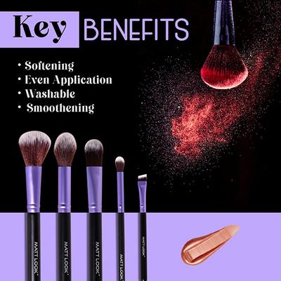 Matt Look Premium Synthetic Bristle Professional Face and Eye Makeup Brushes Set with 5 Makeup Brushes 5's - Face Brush