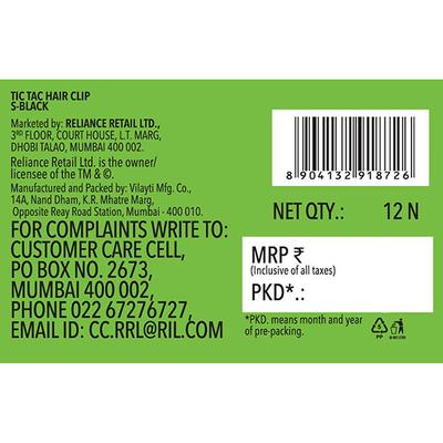 Glimmer Tik Tak Small Black 10's - Hair Clips/Bands