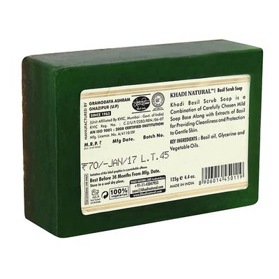 KHADI NATURAL BASIL SCRUB SOAP 125 gm - Soaps