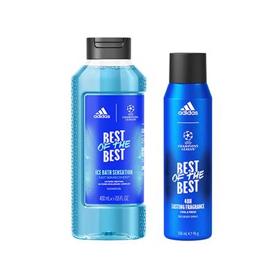 Adidas UEFA Best Of The Best Deodorant Spray 150ml + Ice Bath Sensation Shower Gel 400ml 2's - Men Deodorants/Roll-Ons