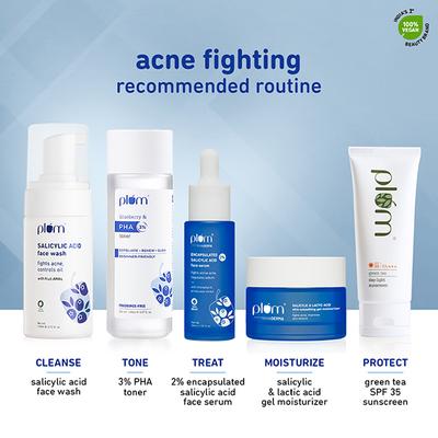 Plum Salicylic & Lactic Acid Skin-Smoothing Gel Face Moisturizer For Active Acne & Oil-Free Hydration 50 gm - Face Moisturizers