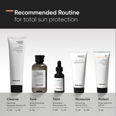 Minimalist Spf 50 PA ++++ Sunscreen with niacinamide , vitamin b5, vitamin f 50 gm - Face Sunscreen