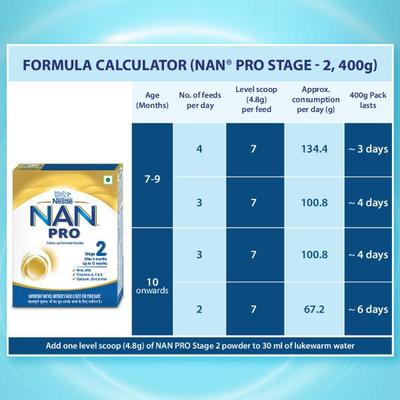 Nestle Nan Pro 2 (6 Months+) Powder 400 gm (Refill Pack) - Baby And Infant Supplements