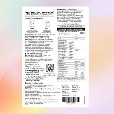 The Good Bug Metabolically Lean HRX SuperGut Powder - Weight Loss for Women & Men, 6X Probiotic Activity- 15 Days Pack 30 gm - Multi-Vitamins