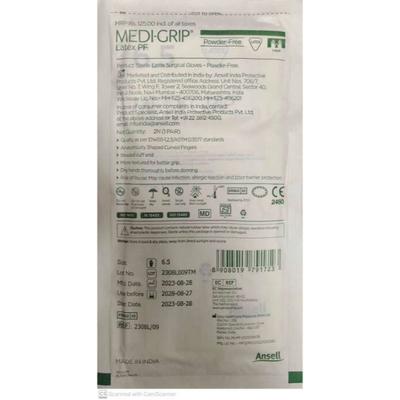 Ansell Medi-Grip Latex Micro Powder Free Gloves (6.5) (1 Pair) - Gloves - S