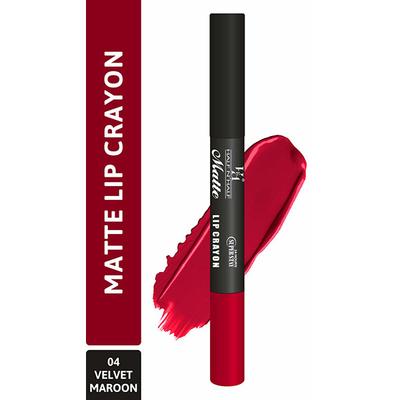 Half N Half Matte Lip Crayon, 24H Super Stay, 04 Velvet Maroon 3.5 gm - Lip Crayons
