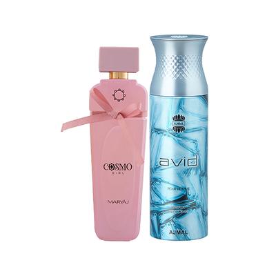 Maryaj Cosmo Girl EDP Floral Powdery Perfume And Ajmal Avid Homme Deodorant Aquatic Woody Fragrance 300 ml - Perfumes (Edt/Edp)