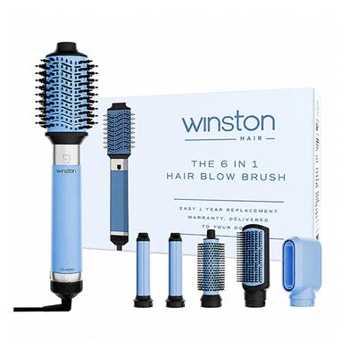 Winston 5 in 1 Hair Blow Brush Multi Styler with Auto Wrap Curler, Blow Brush, Straightening Brush, Dryer, and Curl Enhancer Suitable for All Hair Types- ICE BLUE 1s 1's - Hair Dryers