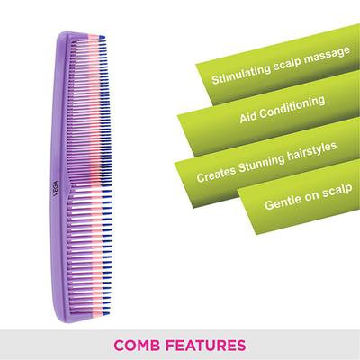 Vega Round Hair Brush & Small Comb (India's No.1 Hair Brush Brand) for Men and Women, (VCP-01) 1's - Hair Combs