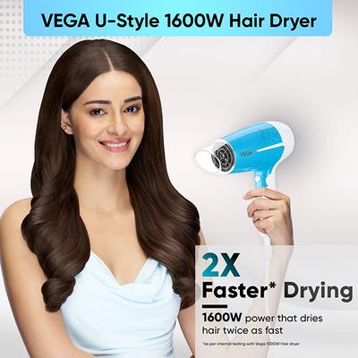 Vega U Style 1600W Foldable Hair Dryer for Women & Men with 2 Speed 3 Heat Settings, (VHDH-32) 380 g - Hair Dryers