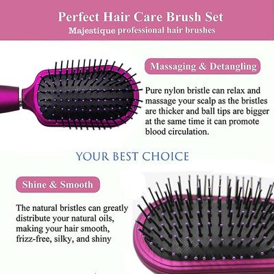 Majestique Purple Detangler Brush - Ultra-Soft Tipped Nylon, Glides Through Tangles 1's - Hair Brushes
