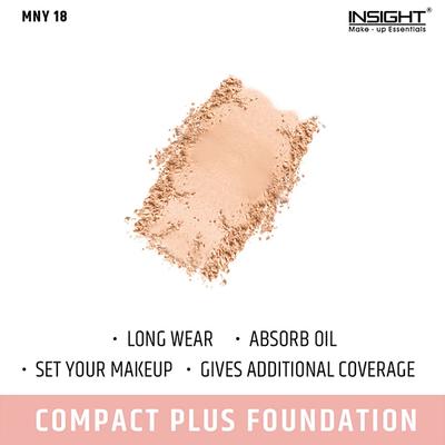 Insight Cosmetics Prime Perfect Compact Plus Foundation - MNY18 Enriched with Vitamin E 10gm - Compact Powder
