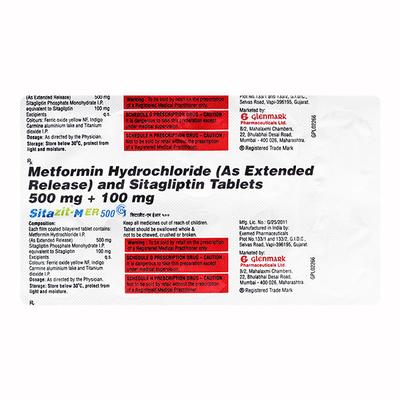 SITAZIT M ER 500 Tablet 10's - Diabetes-Ant