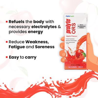 Prolyte ORS Liquid - Apple Flavour 200 ml - Oral Rehydration (Ors)