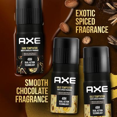 Axe Gold Temptation (2 Units) And Dark Temptation Long Lasting Deodorant Bodyspray (1 Unit) Combo Pack For Men 450 ml - Men Deodorants/Roll-Ons
